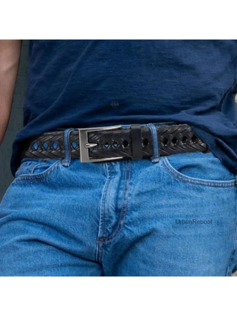 Braided Leather Dress Belt, Adjustable Men's